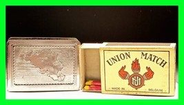 Antique Match Box Holder With Map Of Belgium And Union Match Box From Belgium  - £27.62 GBP