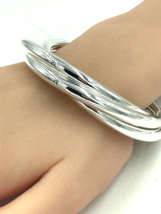 Classic Three Ring Bangle Bracelet Small Sterling Silver - £11.16 GBP