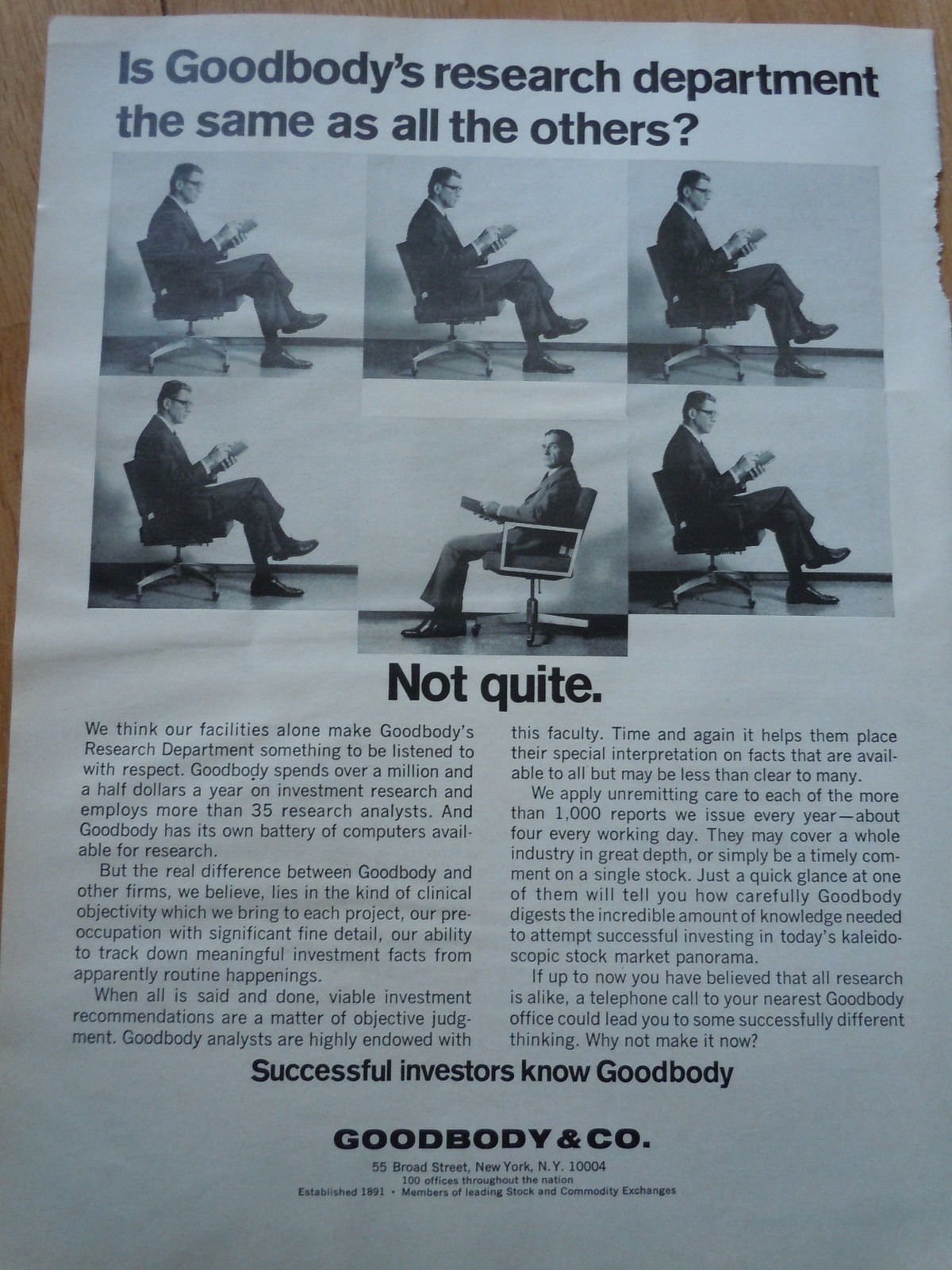 Goodbody &amp; Co Investors Print Magazine Advertisement 1968 - $3.99