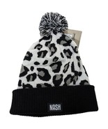 White Leopard Print Pom Beanie Roll Up Soft Nash Black Grey The Game Che... - $376.19 MXN