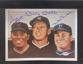Mickey Mantle, Willie Mays &amp; Duke Snyder Auto Baseball / Photo Display PSA/DNA - £4,312.92 GBP