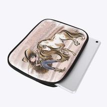 iPad Sleeve - Howdy, Cowgirl and Horse, Brunette Curly Hair, Blue Eyes - £25.46 GBP