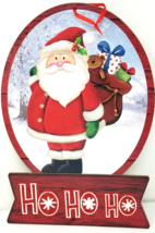Ho Ho Ho Santa Sack Presents Hanging Christmas Decoration Glitter Vintage - £14.84 GBP