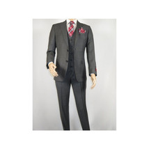 Men Suit BERLUSCONI Turkey 100% Italian Wool Super 180's 3pc Vested #Ber12 Gray image 2