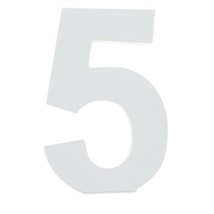 Courier Font White Color Wooden Number 5 (6 Inches) - £18.90 GBP
