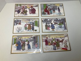 (6) Vintage Christmas Postcards Stecher Litho Co. Christmas Series 402 A-F New - £64.89 GBP