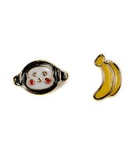 MONKEY &amp; BANANA EARRINGS SET Post Stud Pair Enamel Cute Chimp Tiny Jewel... - $148.39 MXN