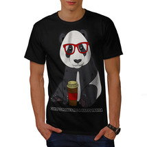Wellcoda Coffee Happy Panda Mens T-shirt, Hippie Graphic Design Printed Tee - £14.87 GBP+