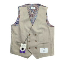 TAYION By Montee Holland Mens Tan Wool Blend Paisley Vest Pike Stitching... - £25.69 GBP