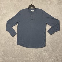 Levis Mens L Thermal Shirt Blue Long Sleeve 1/4 Button - £9.30 GBP