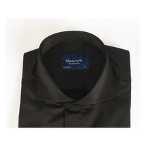 Men Sateen Cotton Blend Shirt Manschett Quesste Turkey Slim Fit 4130-03 Black image 5