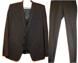 Dolce &amp; Gabbana Men&#39;s 3 pc Black Italy Wool Suit Jacket Vest Pants Size 46 - £738.51 GBP
