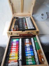 Artist Painters Box  Meeden and Art Studio Oil Paints  Extra Brushes Pal... - $55.75