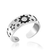 Celestial Sky Sun Moon and Star Sterling Silver Toe or Pinky Ring -NOF - £10.42 GBP