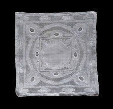 Antique Spider Web White Fine Linen Bridal Handkerchief Hand Embroidery Drawnthr - £25.88 GBP