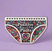 Funny Positive Pants Glitter Enamel Pin ♡ Cute Novelty Underwear Knicker... - $8.90