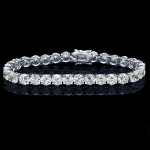 30 Ct Round Simulated Gemstone 14K White Gold Sterling Silver Tennis Bracelet 8&quot; - £129.70 GBP