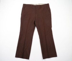 Vtg 70s Streetwear Mens 40x29 Knit Wide Leg Bell Bottoms Chino Pants Brown USA - £101.23 GBP