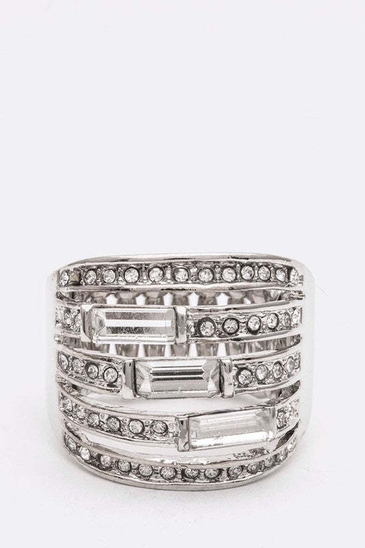 Crystal Baguette Stretch Cocktail Ring Item image 3