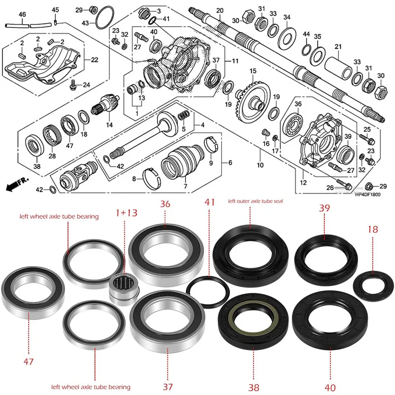YMT Rear Differential &amp; Rear Axle Bearing Seal Kit with 64mm Pinion Nut Socket - £190.71 GBP