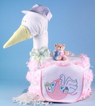 Stork Delivers Baby Girl Diaper Cake - $188.00