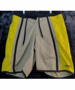 Hurley Activewear Swim Shorts Mens Size 33 Tan Yellow Flat Front Drawstr... - $9.29