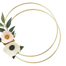 2 Pack 16Inch/14/12/10/8/6/4Inch Metal Floral Hoop Wreath Macrame Gold C... - $14.99