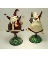 Santa &amp; Mrs. Claus Christmas Figurines on A Spring 12 in Tall Metal Made... - $63.96 CAD