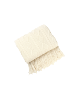 Anyhouz White Throw Blanket Faux Cashmere Sofa Cover Vertical Bar Diamon... - £55.70 GBP+