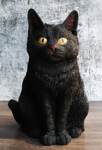 Witch&#39;s Pet Realistic Mystical Black Kitty Cat Kitten Sitting Figurine 8&quot;H - £27.17 GBP