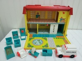 Vintage 1976 Fisher-Price Family Children&#39;s Hospital Play House+ Scale X-ray Etc - $67.23