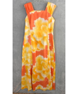Vintage Made for Andrade orange Yellow Floral Hawaiian Maxi Dress size 16 - £47.24 GBP