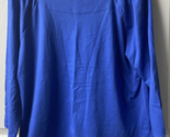 Talbots 3/4 Sleeve Boat Neck Knit Top Women Medium Blue Scalloped Hem - $16.63