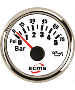 Marine Boat Engine Outboard Oil Pressure Gauge 9-32V 0-5Bar 52mm 2” 10-1... - $19.99