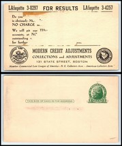 1930s US Postal Card - Modern Credit Adjustments, Collections, Boston, MA C25 - £2.36 GBP