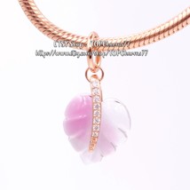 2019 Autumn Release Rose™ Rose Gold Pink Murano Glass Leaf Pendant Charm  - £13.54 GBP