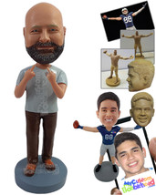 Personalized Bobblehead Naughty man showing off fingers weating a shirt, pants a - £72.96 GBP