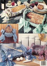 Crochet Fabric Bread Baskets Casserole Hot Food Carriers Leisure Arts Pattern - $12.99