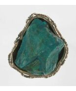 Vintage Elias Peru Un-cut Natural Turquoise Sterling Silver Ring (Size 4) - $154.89