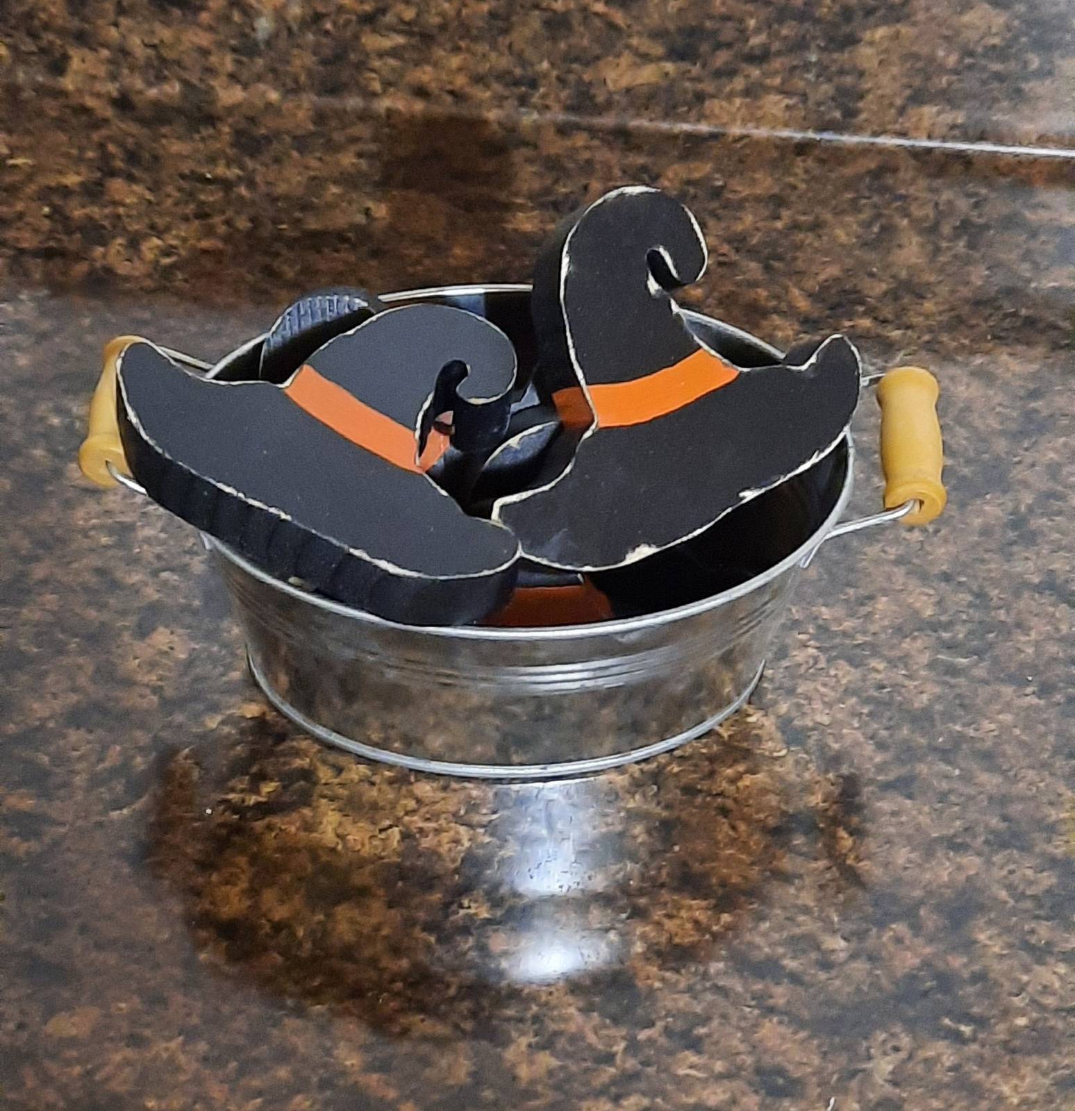 3 wooden witch&#39;s hat cutout, painted wood witch hat, witch hat shape, wo... - $5.95