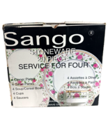 SANGO ROSEBUD STONEWARE 20 Piece Dinnerware Service for 4 NOS 8809-20 - $71.24