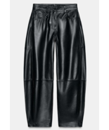 ZARA BNWT 2026. BLACK LEATHER BARREL TROUSERS PANTS LIMITED EDITION. 547... - $271.89