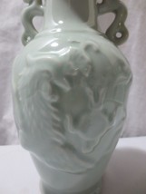 Vtg Chinese Celadon Phoenix Vase With Dragon Handles 7 3/4&quot; Marked On Bo... - £31.93 GBP