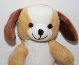 Goffa Puppy Dog Sits 6&quot; Plush Beige Brown Small Stuffed Animal No Sound Soft Toy - £13.22 GBP