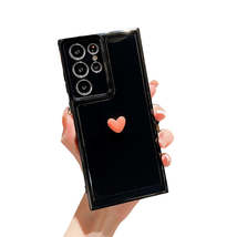 Anymob Samsung Black With Orange Cute 3D Love Heart Case Shockproof Soft Silicon - £21.50 GBP