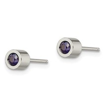 Chisel   Blue CZ September Birthstone Post Earrings Stainless Steel Polished  - £28.12 GBP