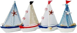 Mini Boat Figurine Boat Model Tabletop Centrepiece Decoration Set of 4 Nautical - £13.19 GBP