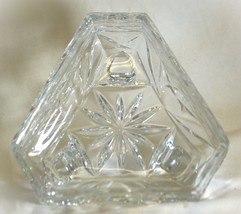 Crystal Triangle Candy Bowl Dish Starburst Bottom 3 Footed - £46.70 GBP