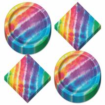 Tie Dye Rainbow Party Supplies - Beach Bum, 60&#39;s Decades, and Hippie The... - £9.17 GBP+
