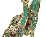 Large 15&quot;H Safari Green Bejeweled Masai Giraffe With Calf On Black Base ... - $41.99